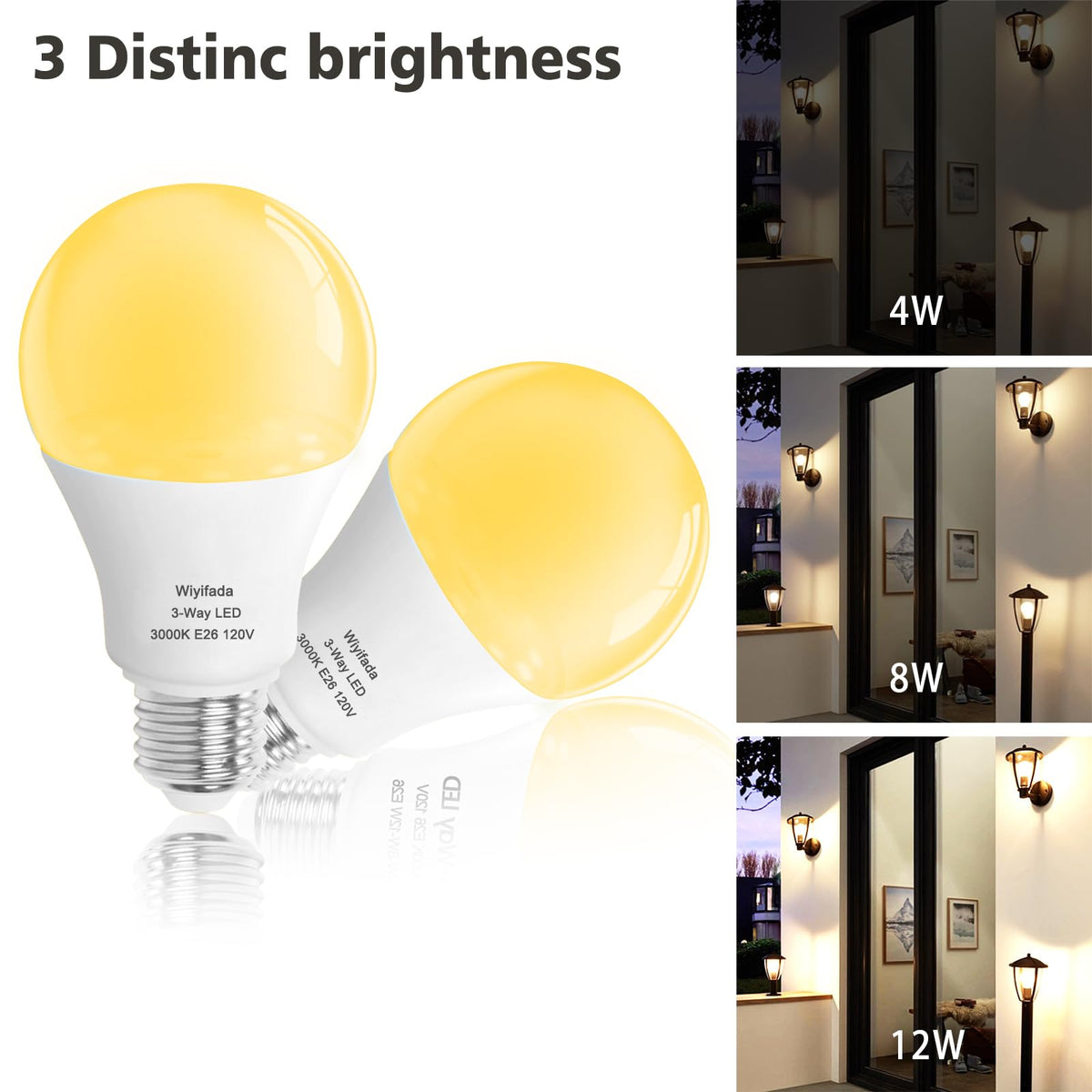 Wiyifada 3Way bulb soft white glow demonstrates warm lighting