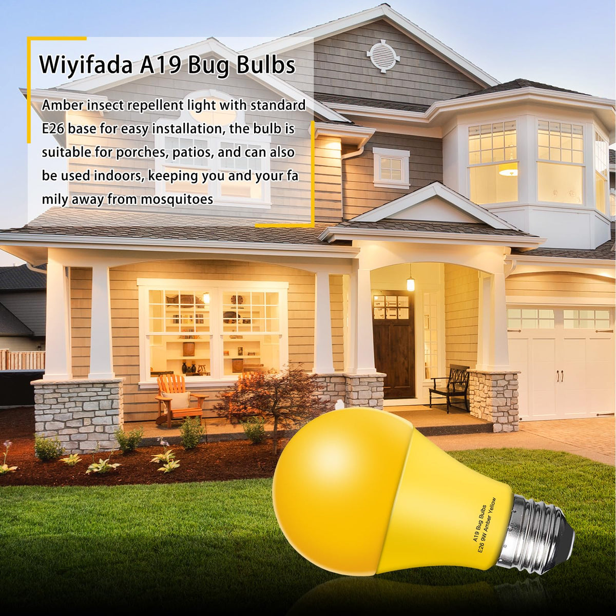 Wiyifada amber 9W bug light hallway enhances safety with reduced glare.