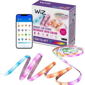 WiZ Connected 16.4 ft light strip, unboxed, ready for simple wall installation.