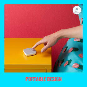 WiZ portable button controlling lights across a room with one tap