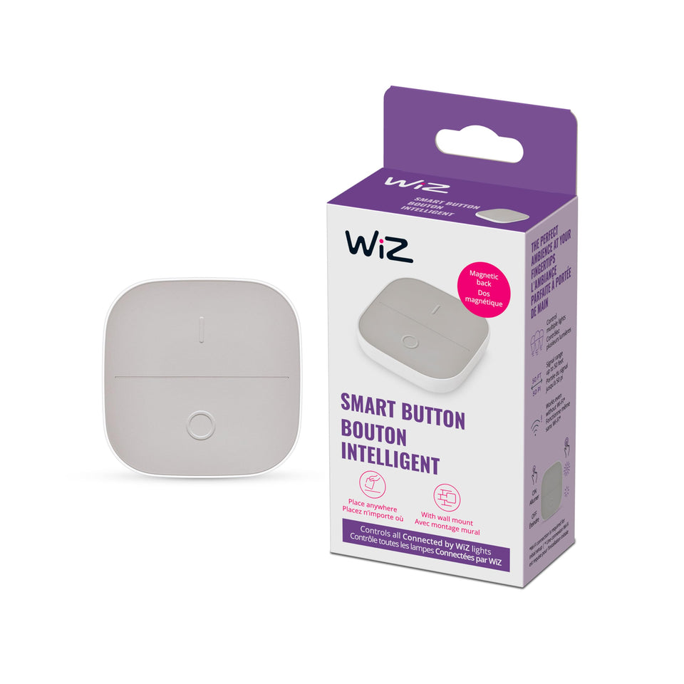 WiZ Connected portable button mounted on wall for quick control