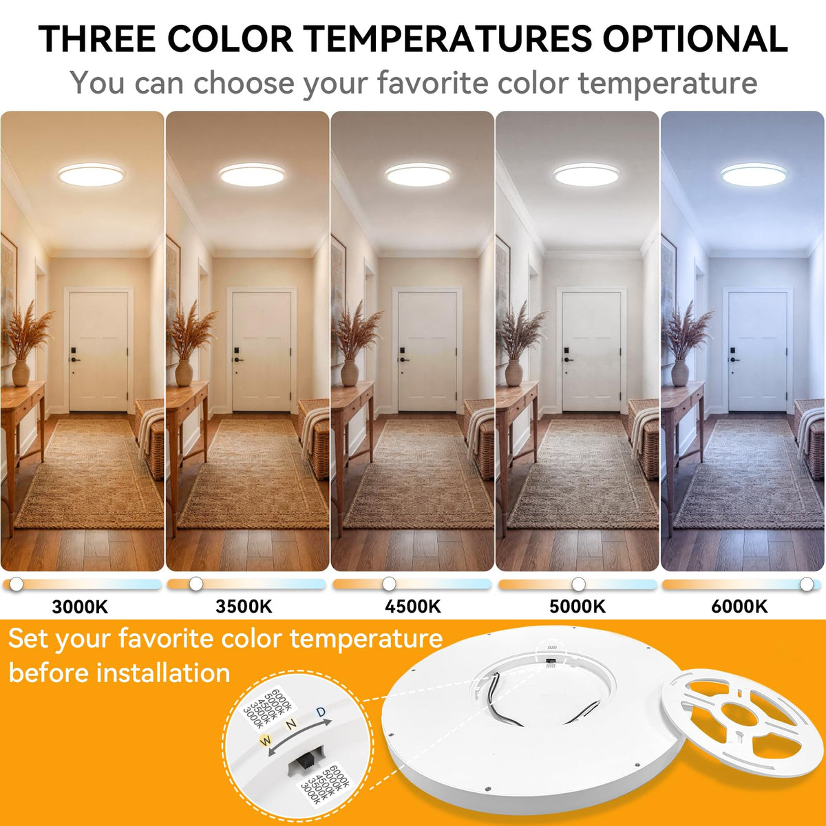 WKONCLDY ultra-slim 0.93-inch design fits low ceilings and tight spaces.