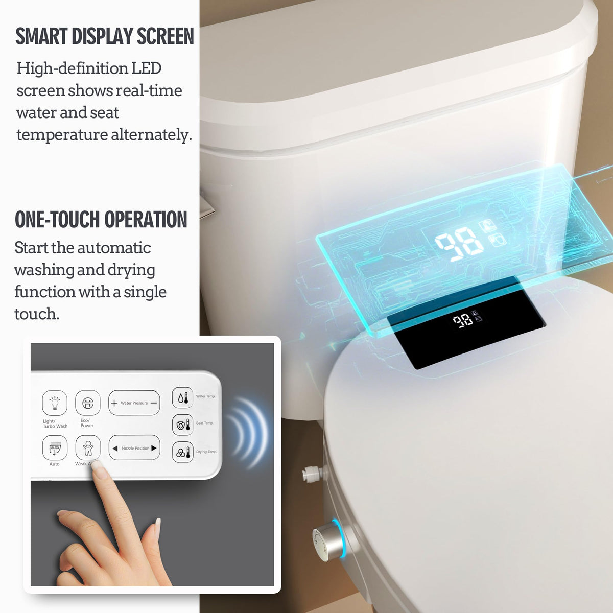 WLJBIDET adjustable nozzle position for personalized cleansing.