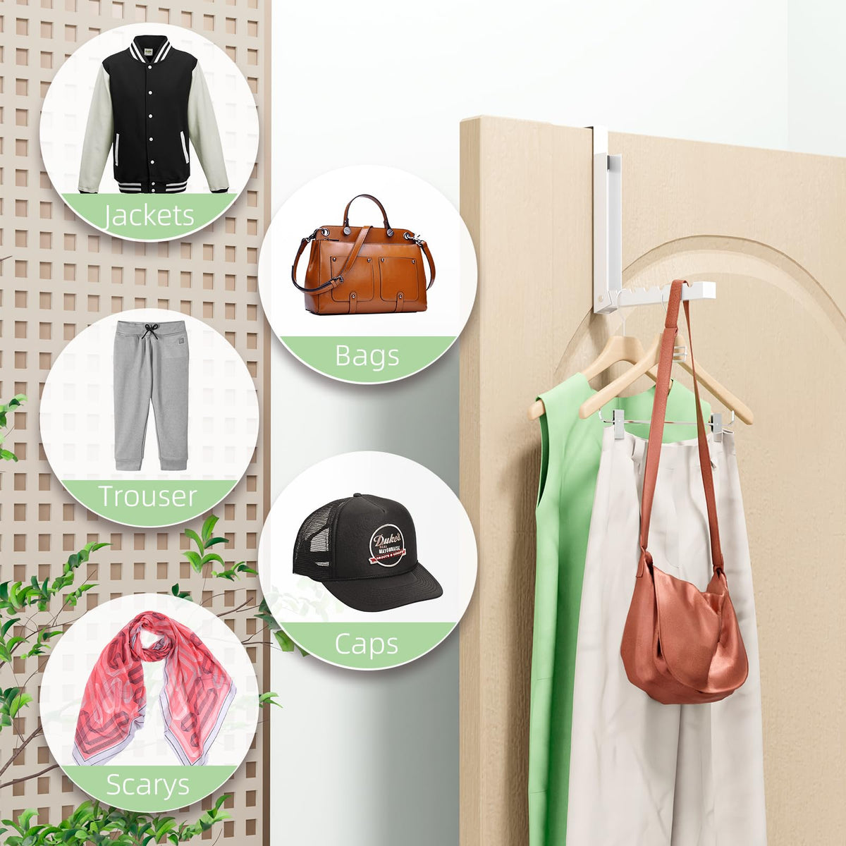 WLCSNG Over The Door Hanger six-groove organization keeps items separate