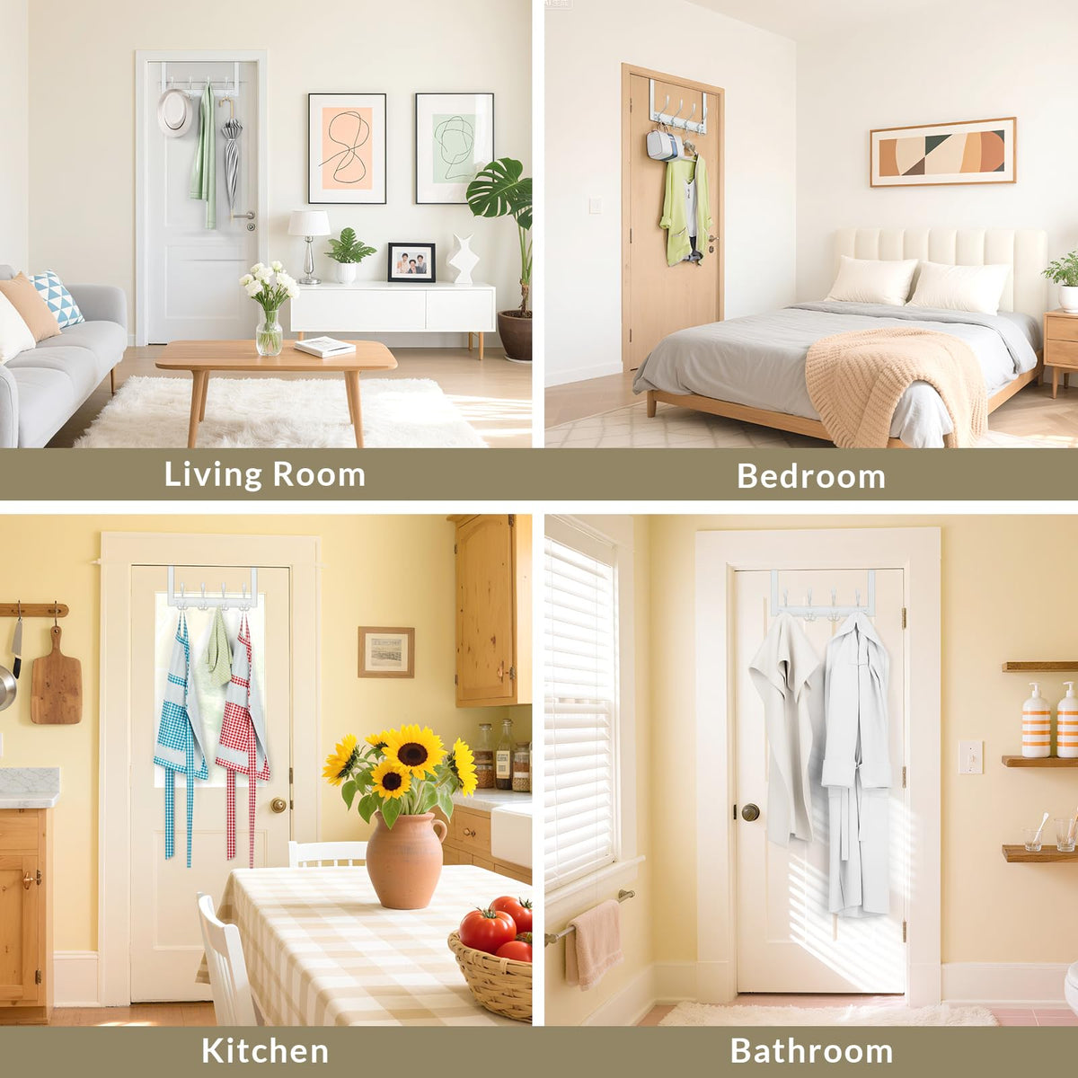 WLCSNG space-saving door hook design frees door space in small rooms.