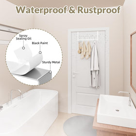 WLCSNG white door hooks complement bathroom decor.