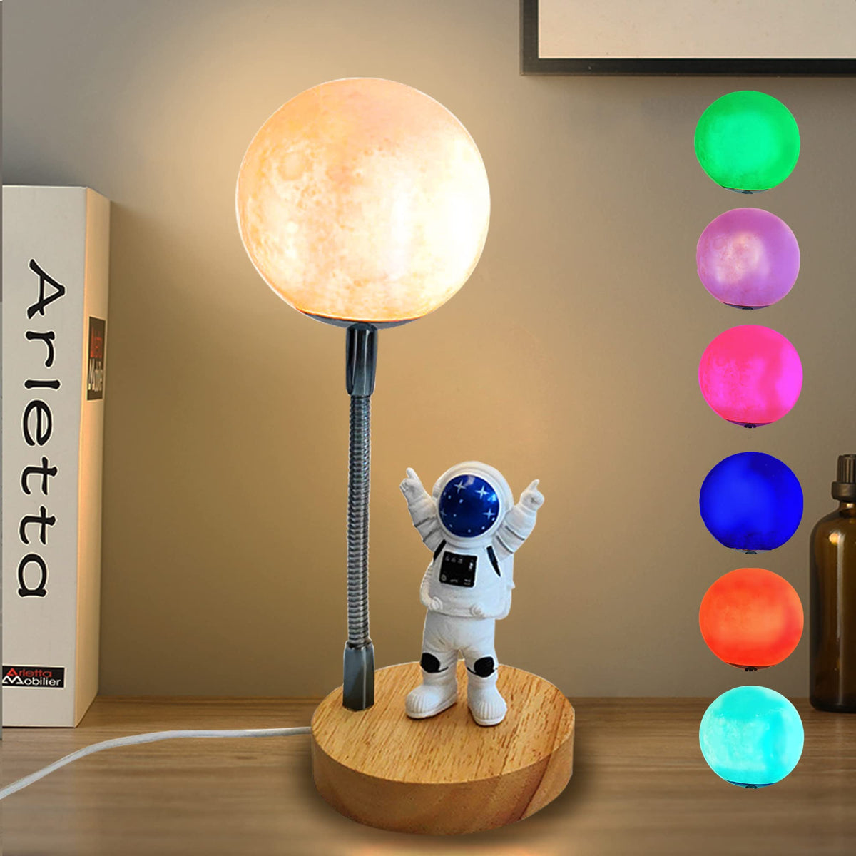 WLHONG Moon Lamp with astronaut design casts cozy bedtime glow for kids