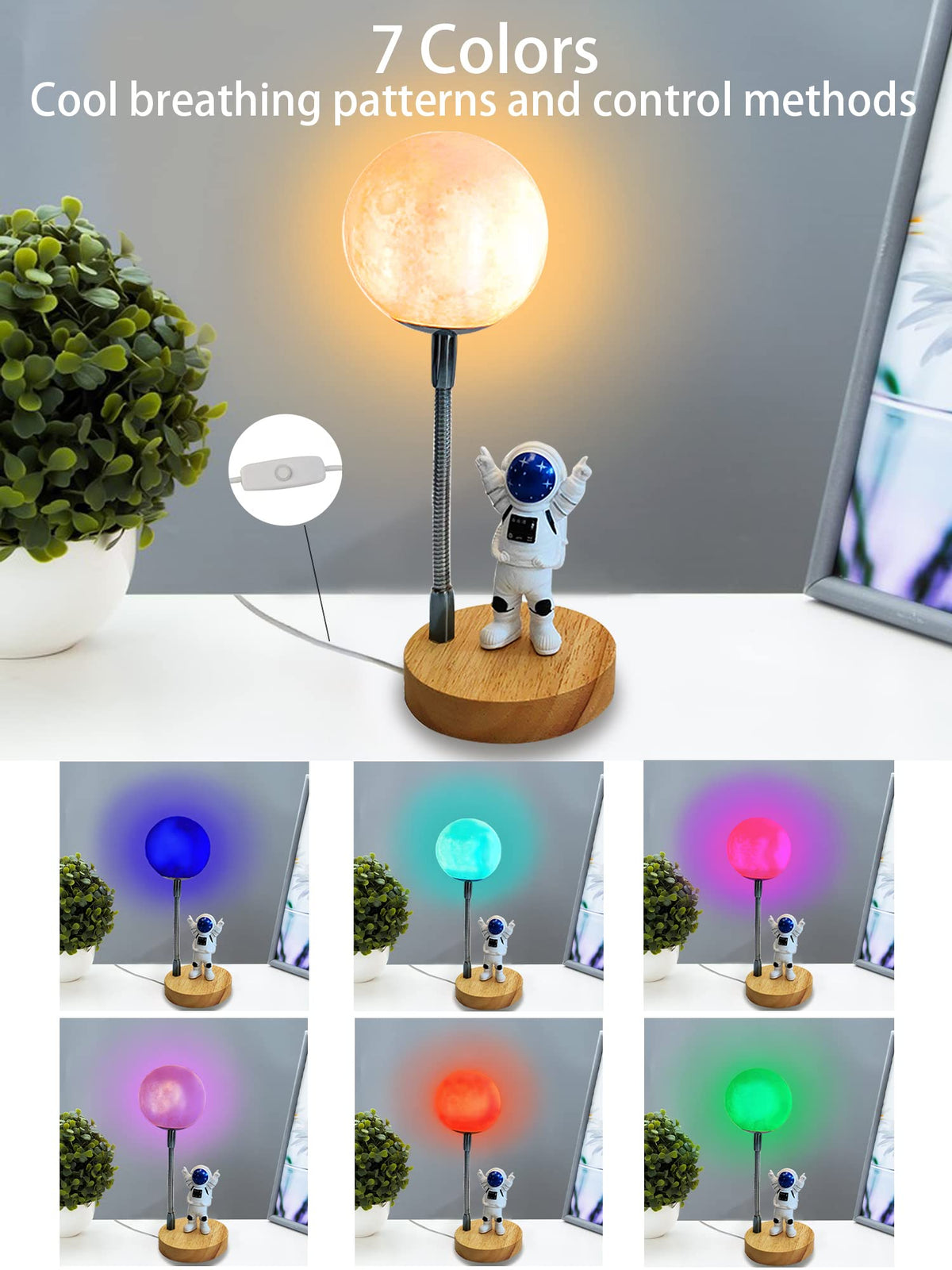 WLHONG Moon Lamp close-up shows dimensional lunar texture for realistic decor