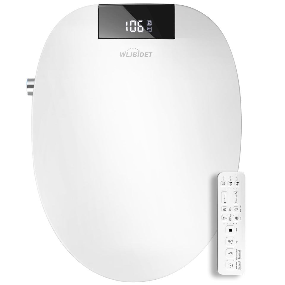 WLJBIDET bidet seat with remote control panel for easy adjustments.