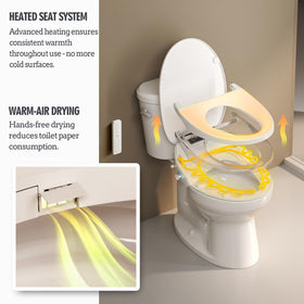 Quiet soft-close lid with optional beep for undisturbed use.