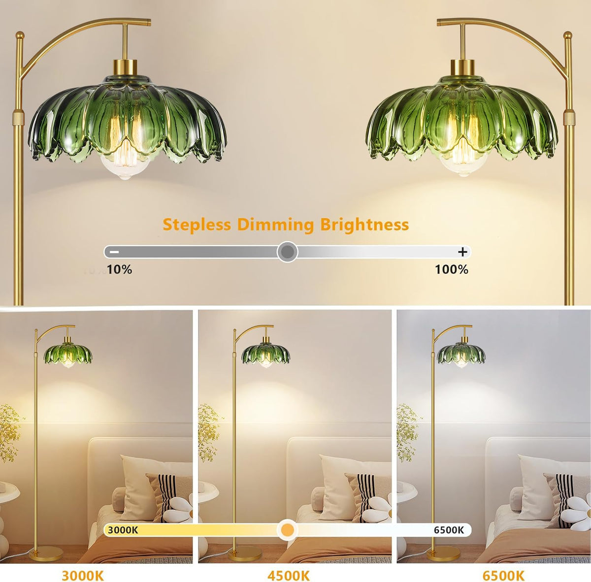 WLQCWL gold floor lamp with remote control offers effortless lighting at night