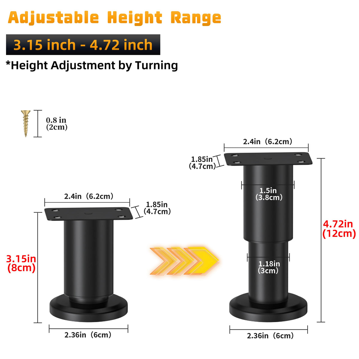 Wlrrcwdttc adjustable-furniture-legs-base: wider base for heavier items and safer footing.