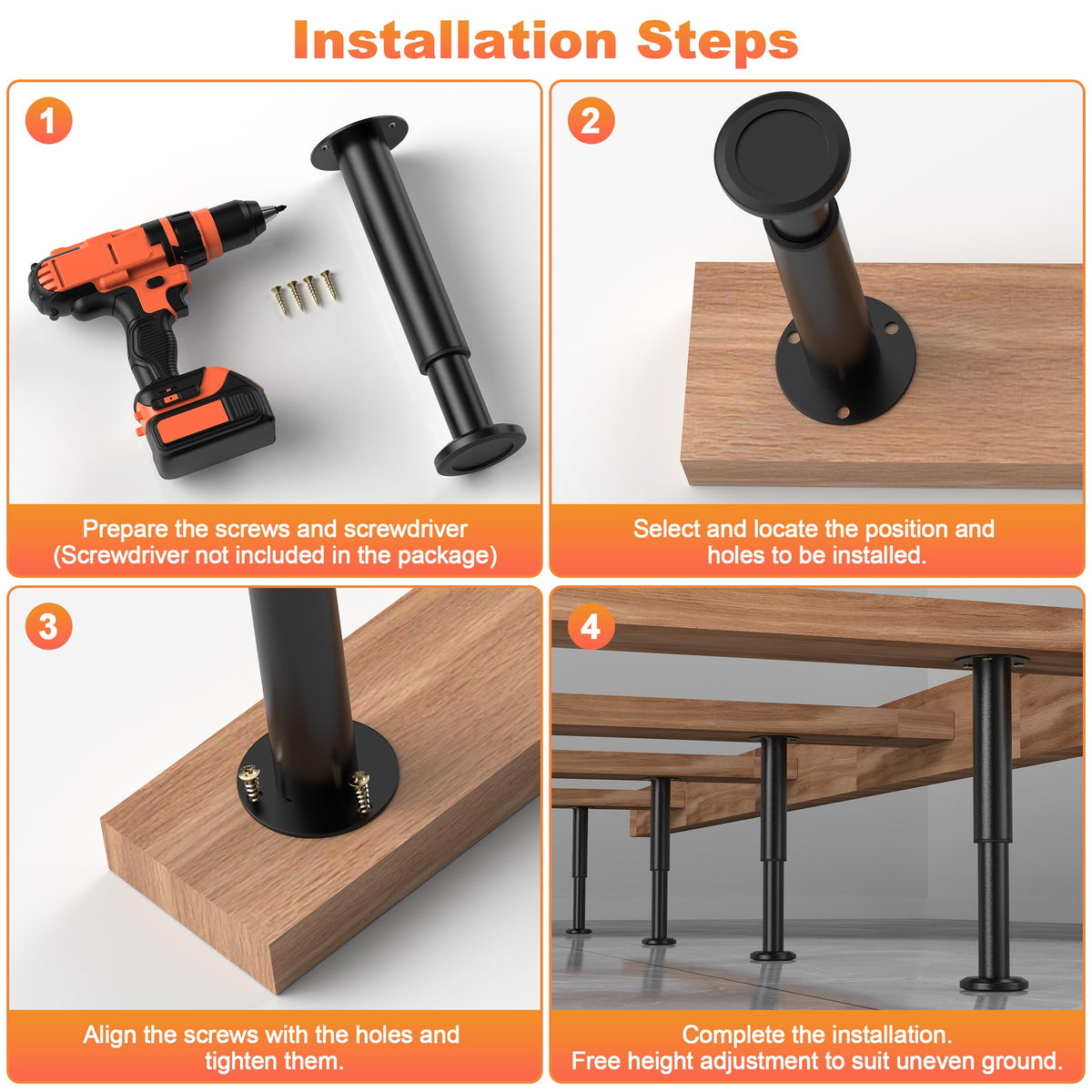 Wlrrcwdttc cold rolled steel construction highlights sturdy, durable furniture leg performance.