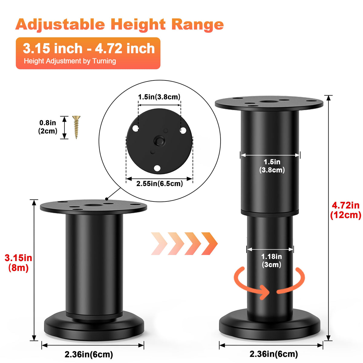 Wlrrcwdttc swivel base adjustable height enables precise leveling on uneven floors.