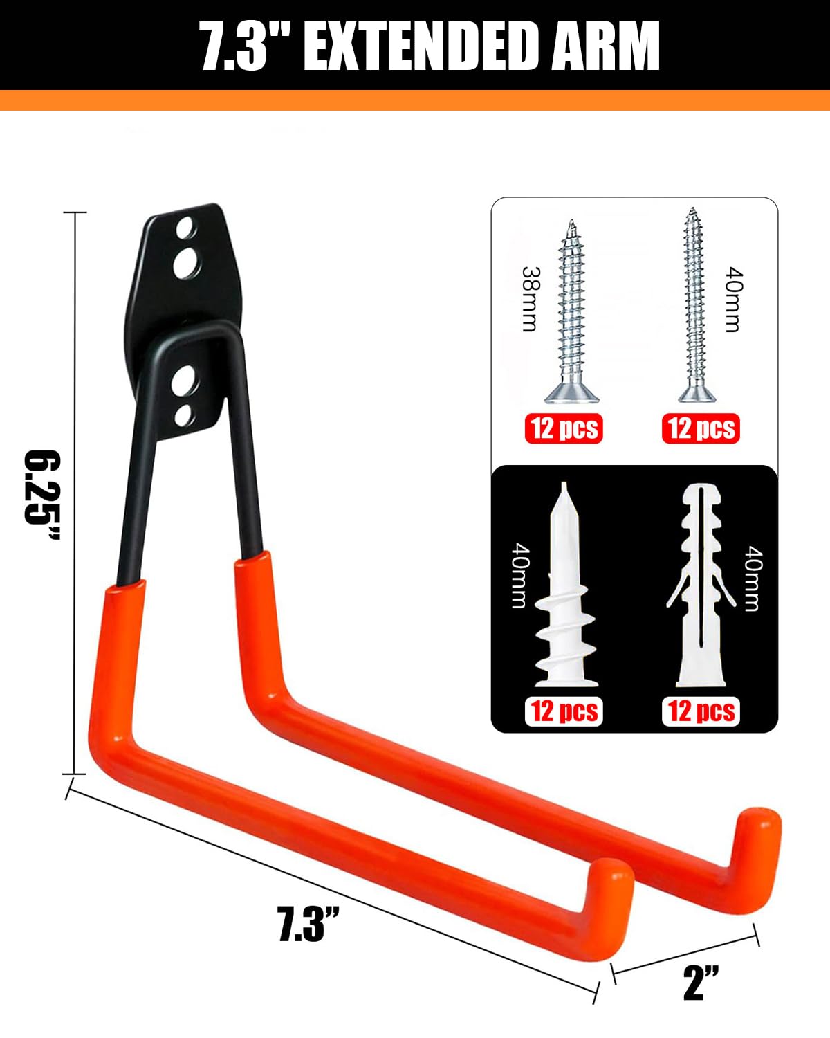 WMK six-pack garage hooks mounted on wall for organized storage