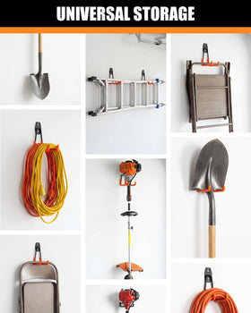 WMK versatile garage hooks organize tools, hoses, and gear across spaces