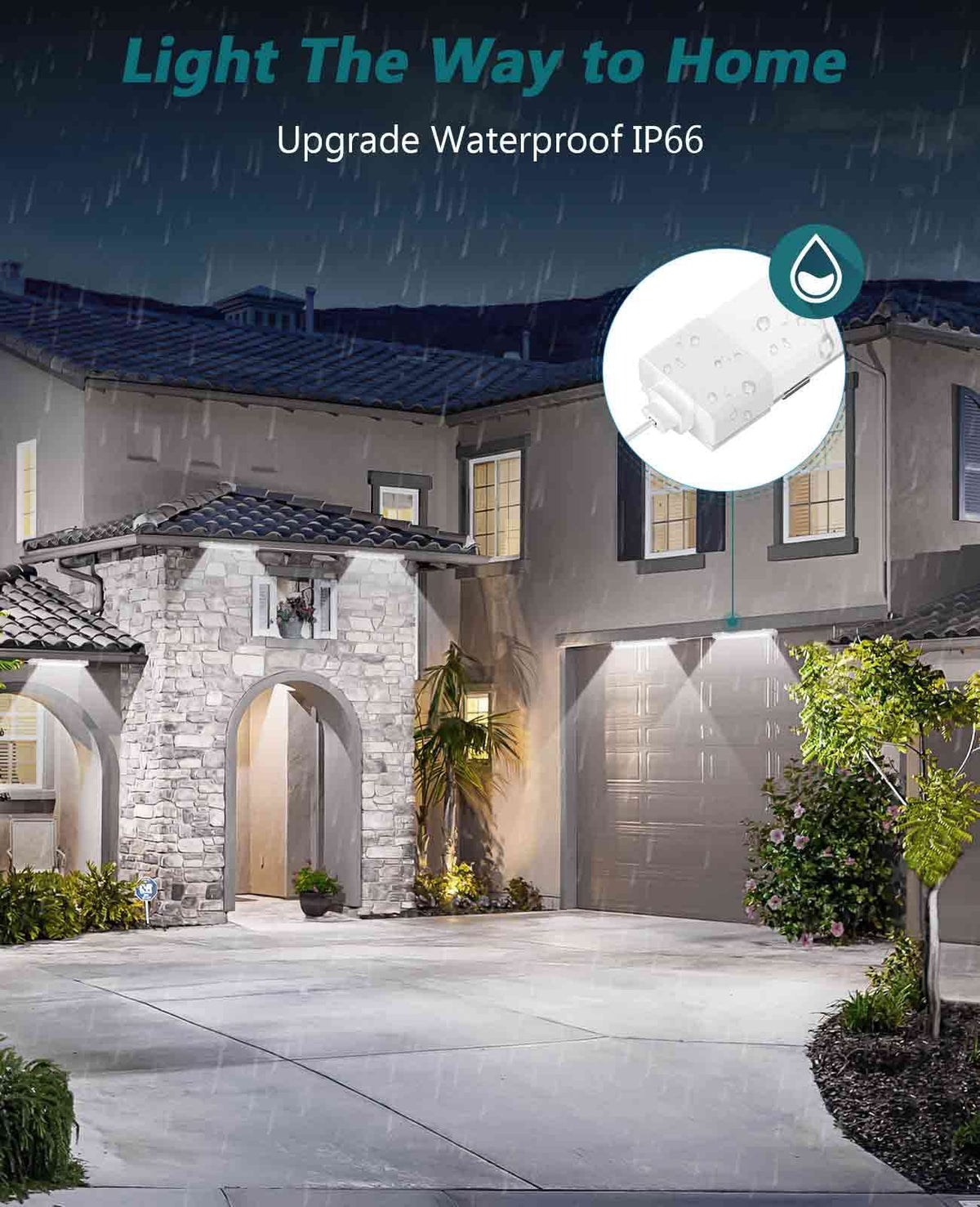 WNSNOU IP66 waterproof overhead light withstands damp spaces for indoor and outdoor use.