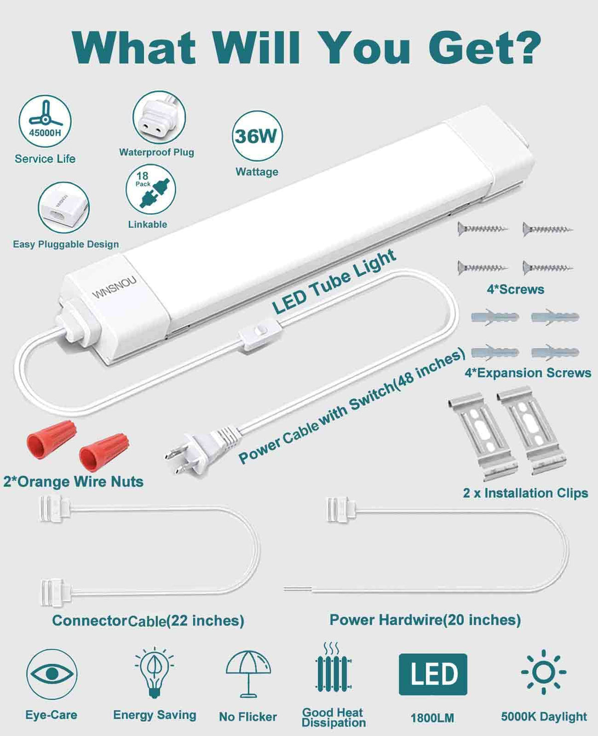 WNSNOU plug-in design minimizes wiring while ensuring stable brightness across spaces.