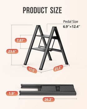 WOA WOA 2 Step Ladder open and ready for reaching high shelves.