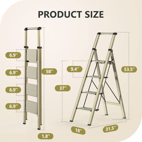 WOA WOA 4 Step Ladder folded compact for easy storage behind a door
