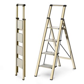 WOA WOA 4 Step Ladder in gold with open-frame view for high shelf access