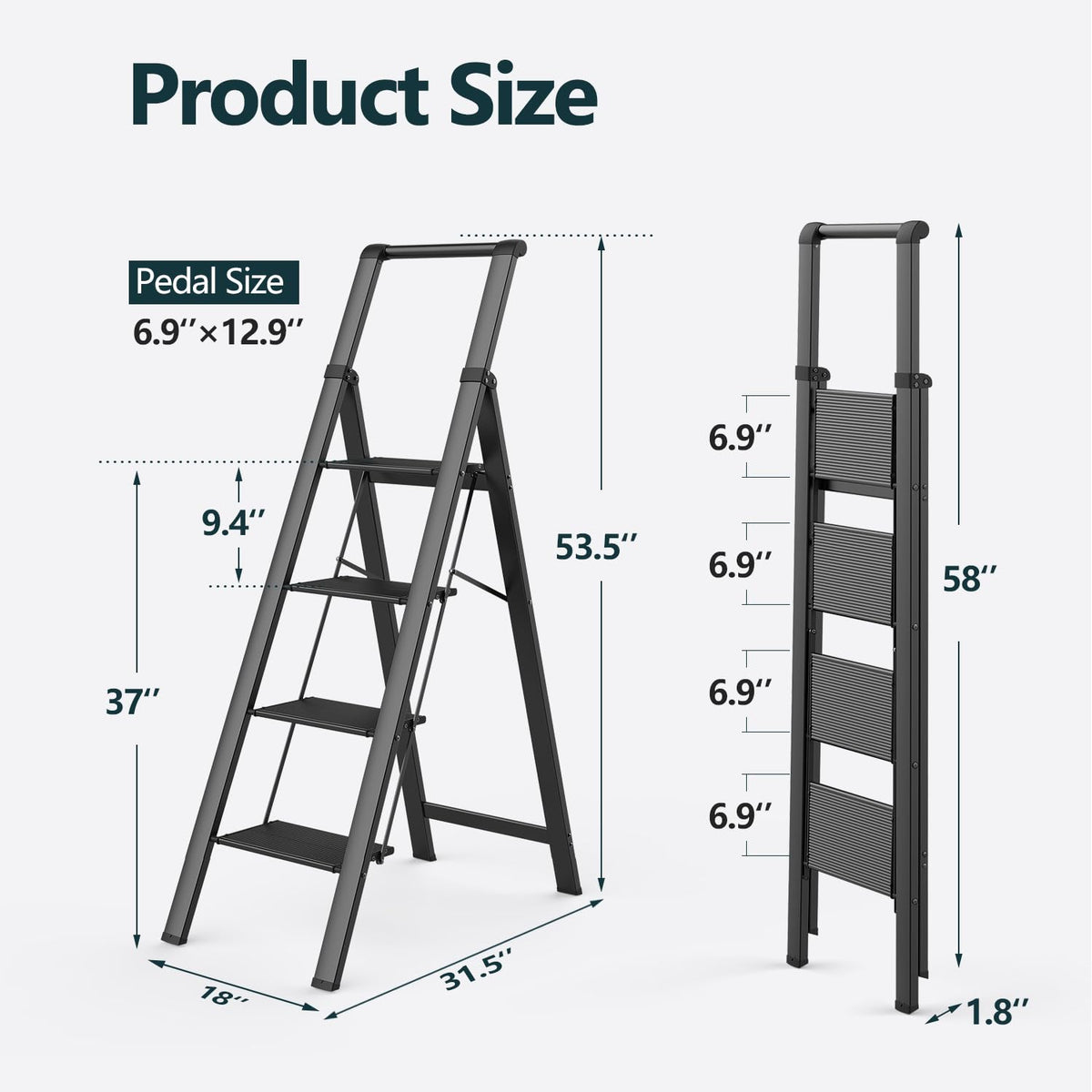 WOA WOA 4-step ladder lightweight design at 16 lbs.