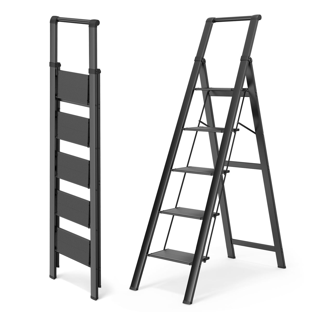 WOA WOA 5 Step Ladder with stable side braces for safe climbing.