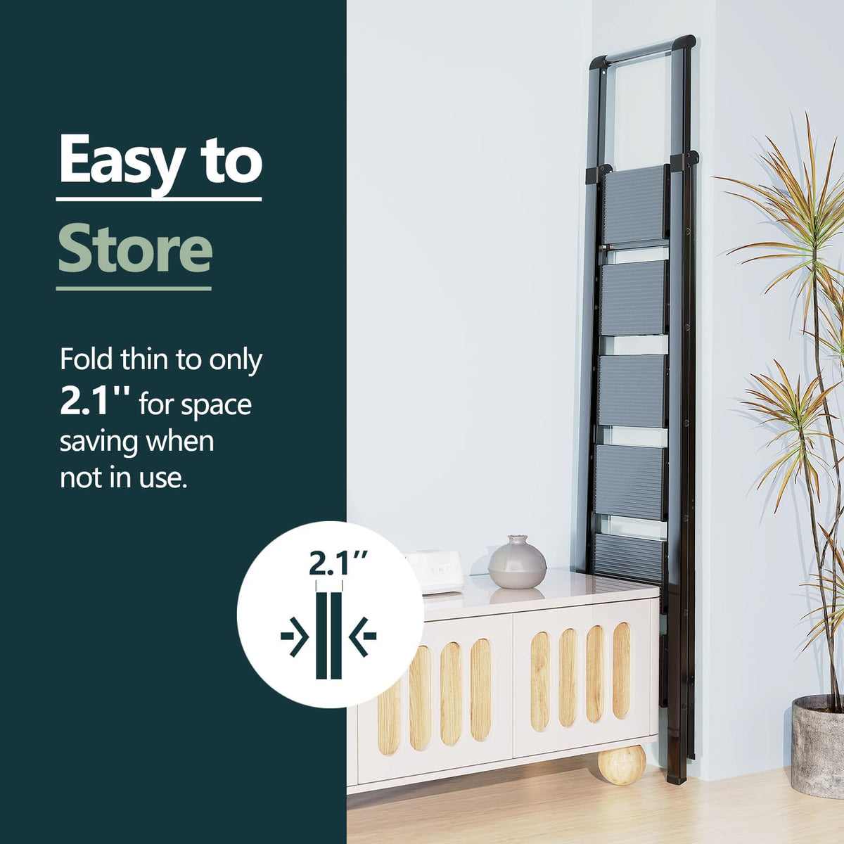 WOA WOA 6-step ladder anti-slip pedals improve stability on slippery floors.