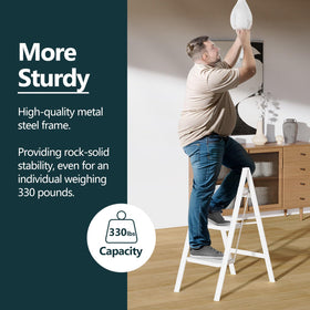 WOA WOA ladder folded compactly beside cabinet saves space