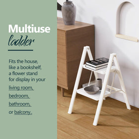 WOA WOA ladder in a kitchen reaching upper shelves safely