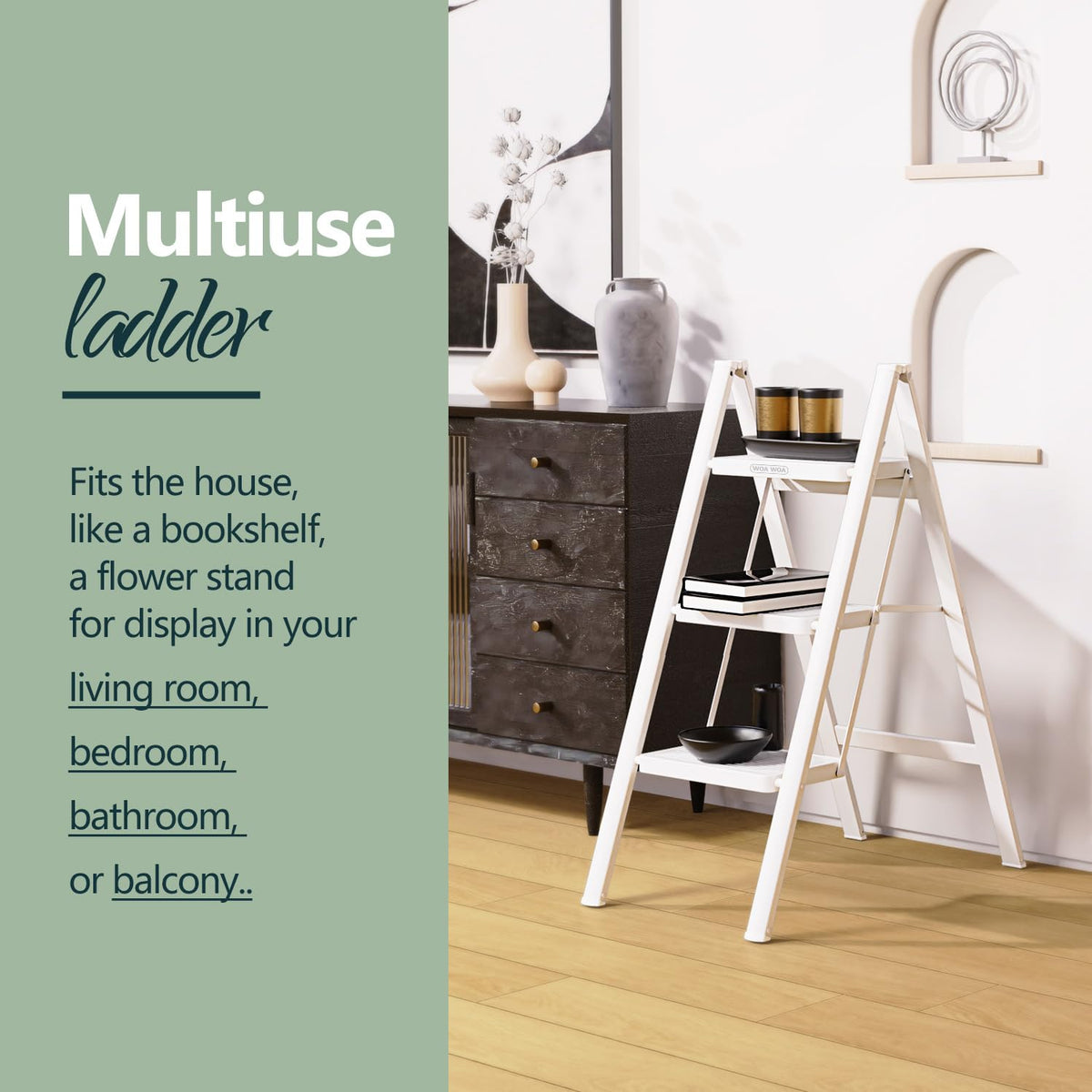 WOA WOA steel ladder supports up to 330 lbs for sturdy use