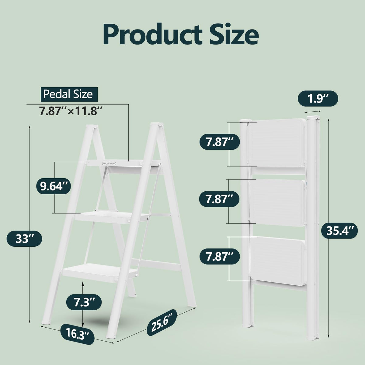 WOA WOA ladder with wide steps provides stable footing during tasks