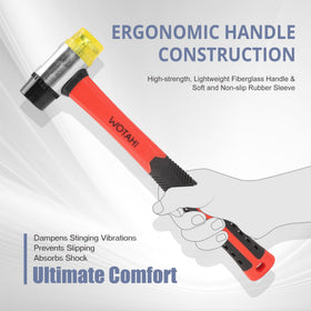 WOTAHI ergonomic fiberglass handle reduces vibrations for comfortable use