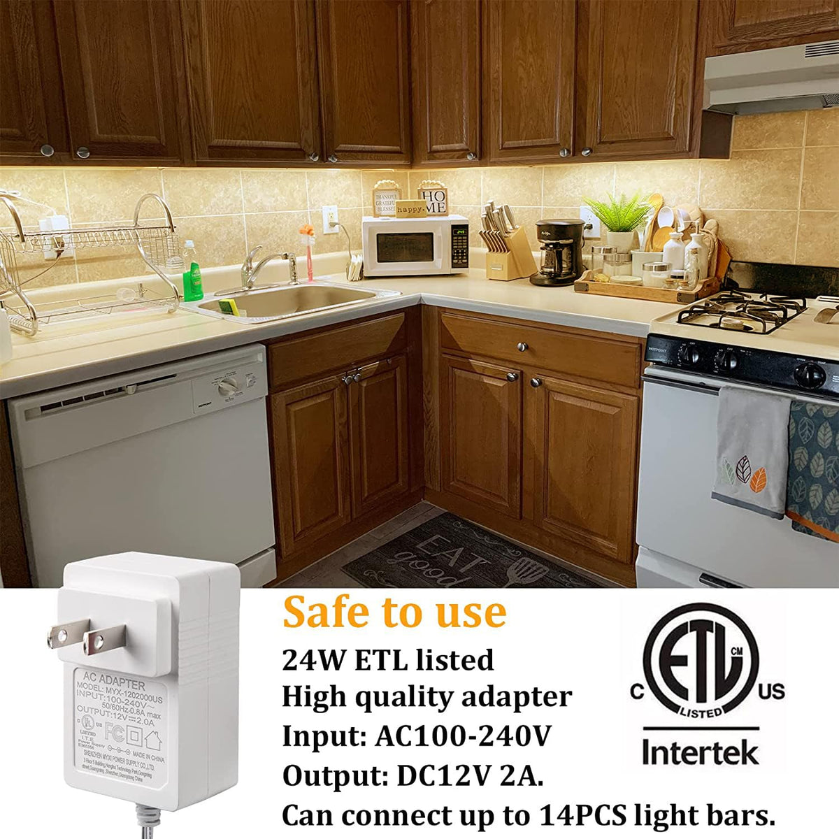 WOBANE 4000K natural white light enhances cabinet and counter visibility.