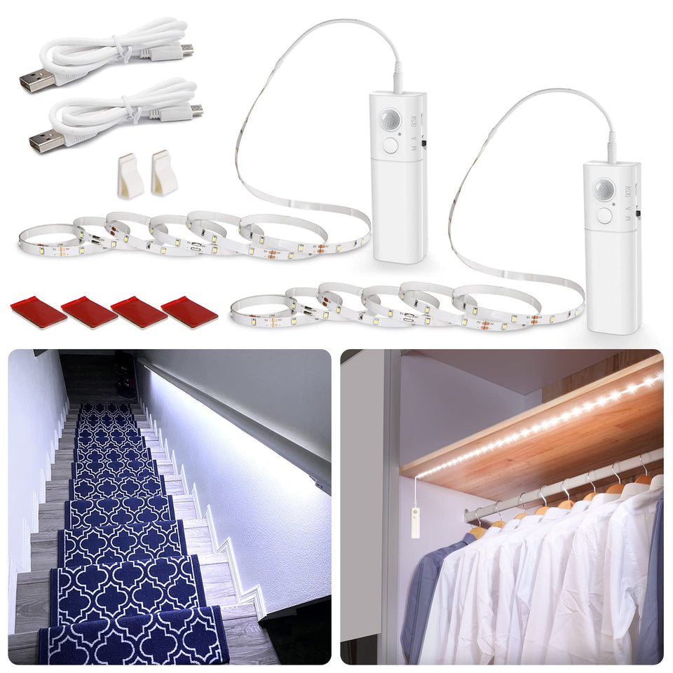 WOBANE motion strip stair light with 60 LEDs for safe, hands-free stair illumination.