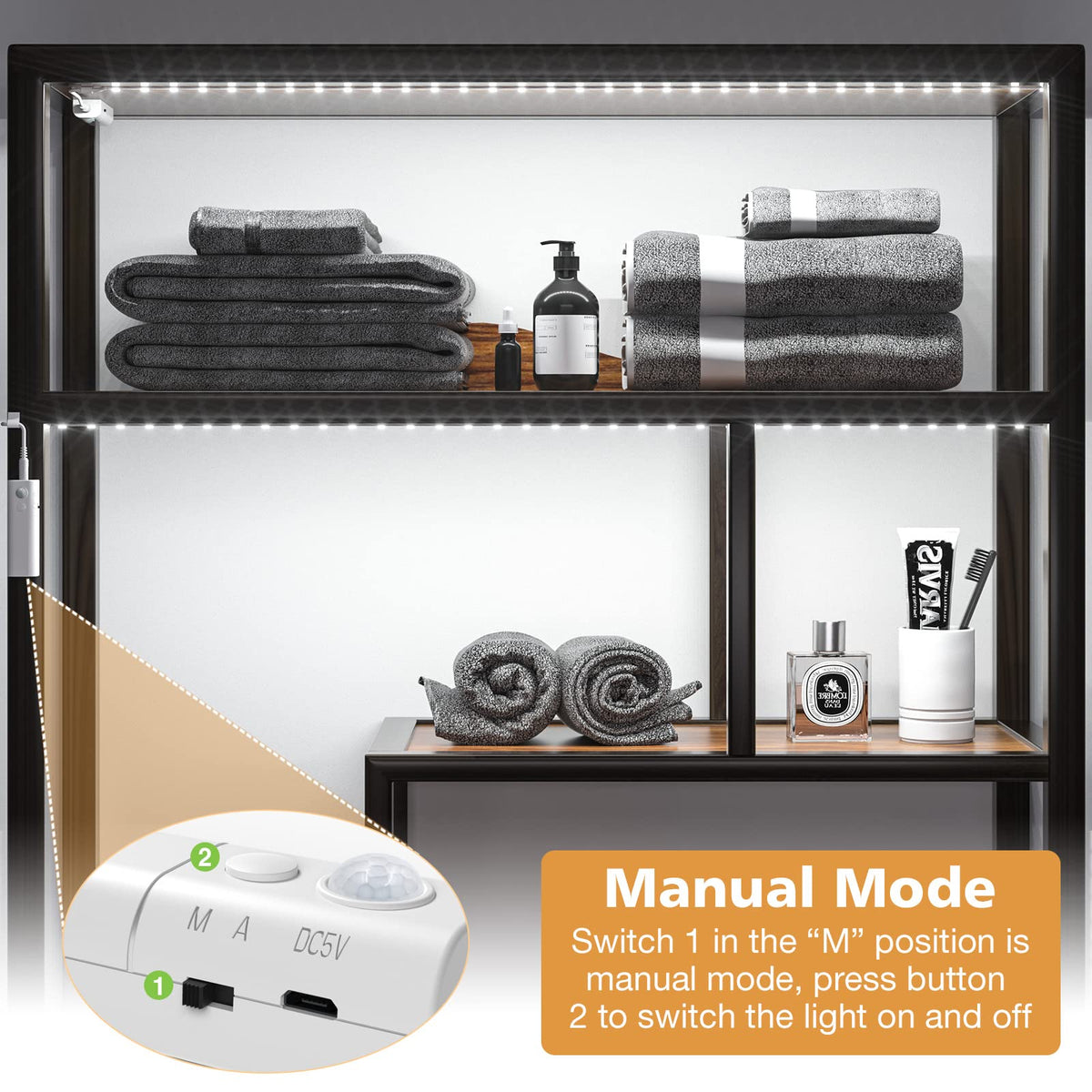 WOBANE rechargeable control box with magnet attachment keeps the unit secure.