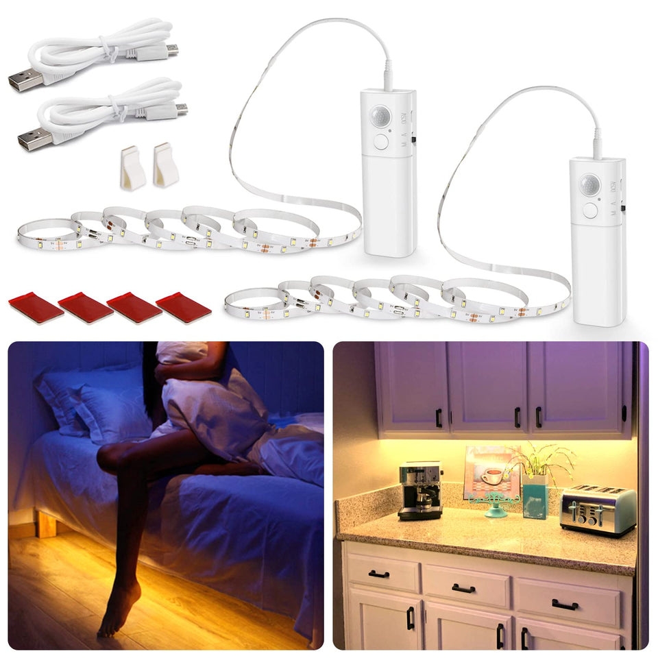 WOBANE motion sensor LED strip in wardrobe provides hands-free lighting for easy outfit selection