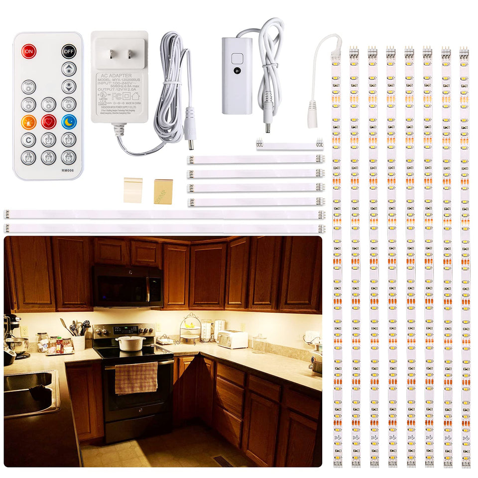 WOBANE under-cabinet lighting with eight strips brightens kitchen countertops