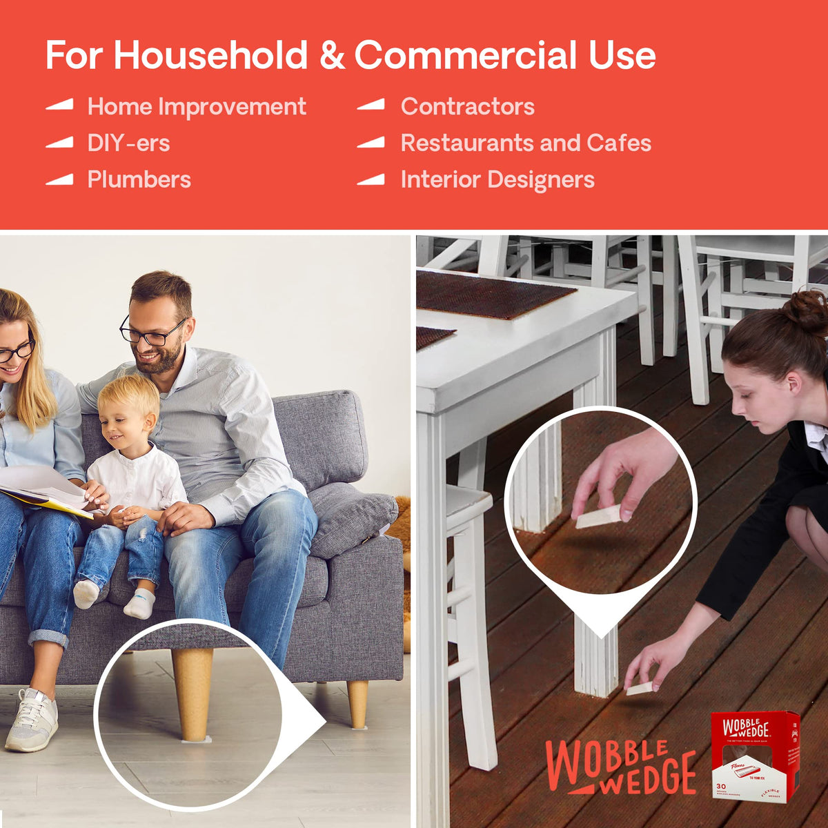 Wobble Wedges ideal for leveling large appliances and shelves