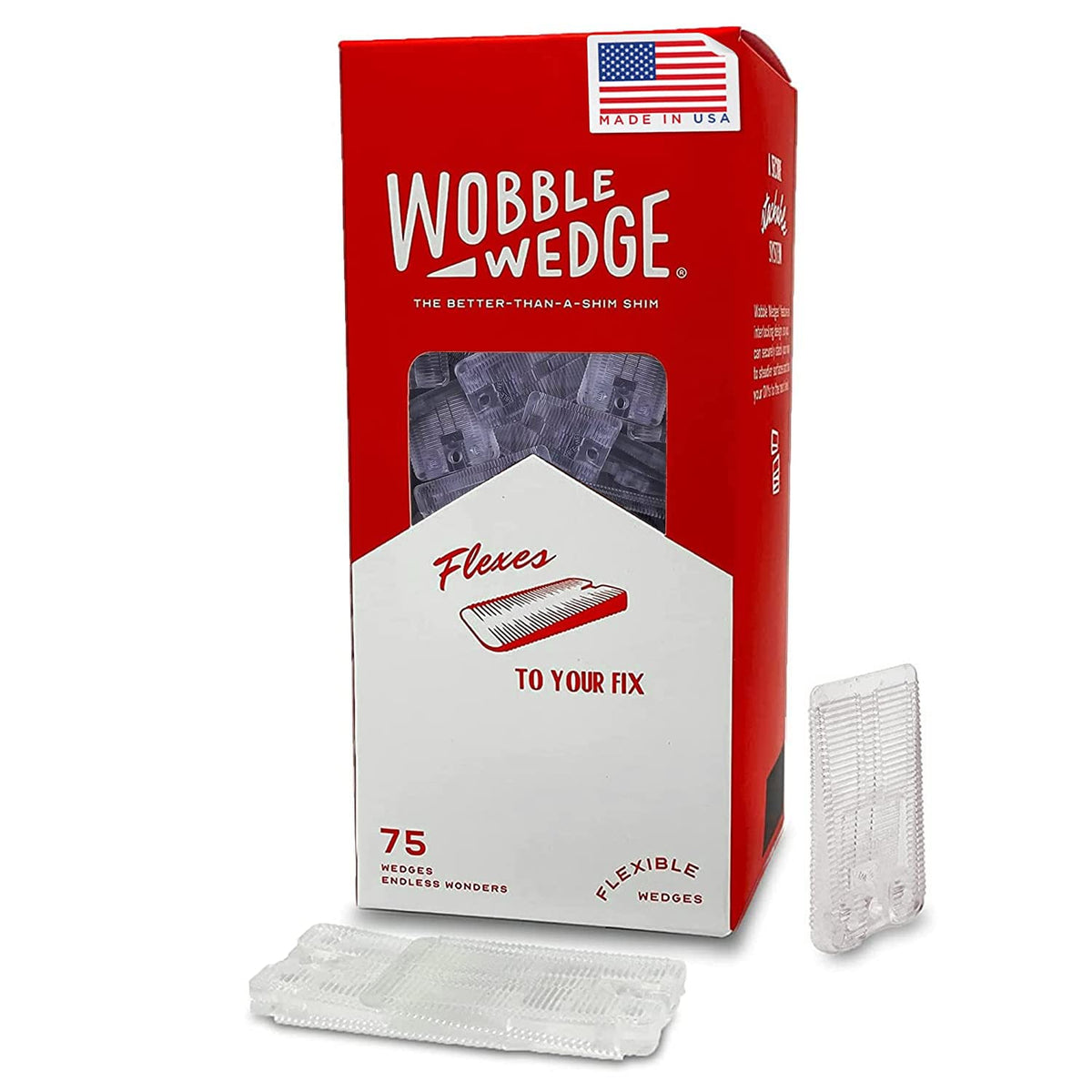 WOBBLE WEDGES 75-pack: clear shims with interlocking ridges for fast leveling