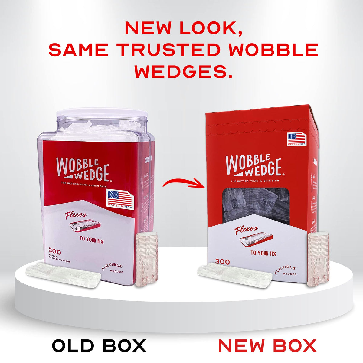 Wobble Wedges furniture leveler stabilizing a wobbly dresser