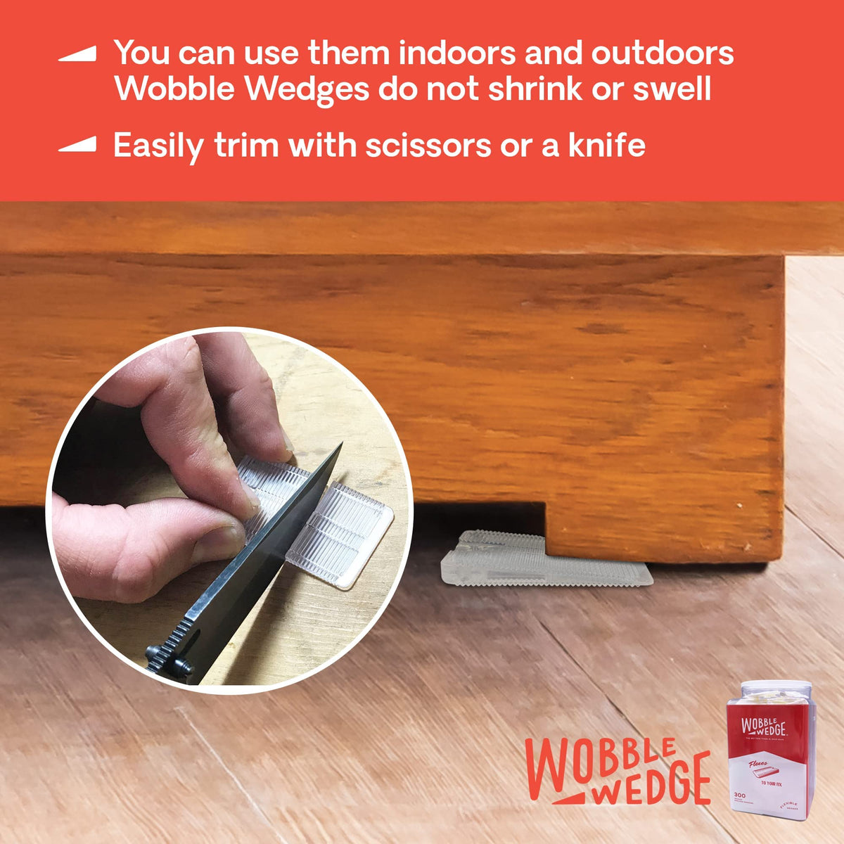 Wobble Wedges interlocking ridges provide non-slip leveling grip