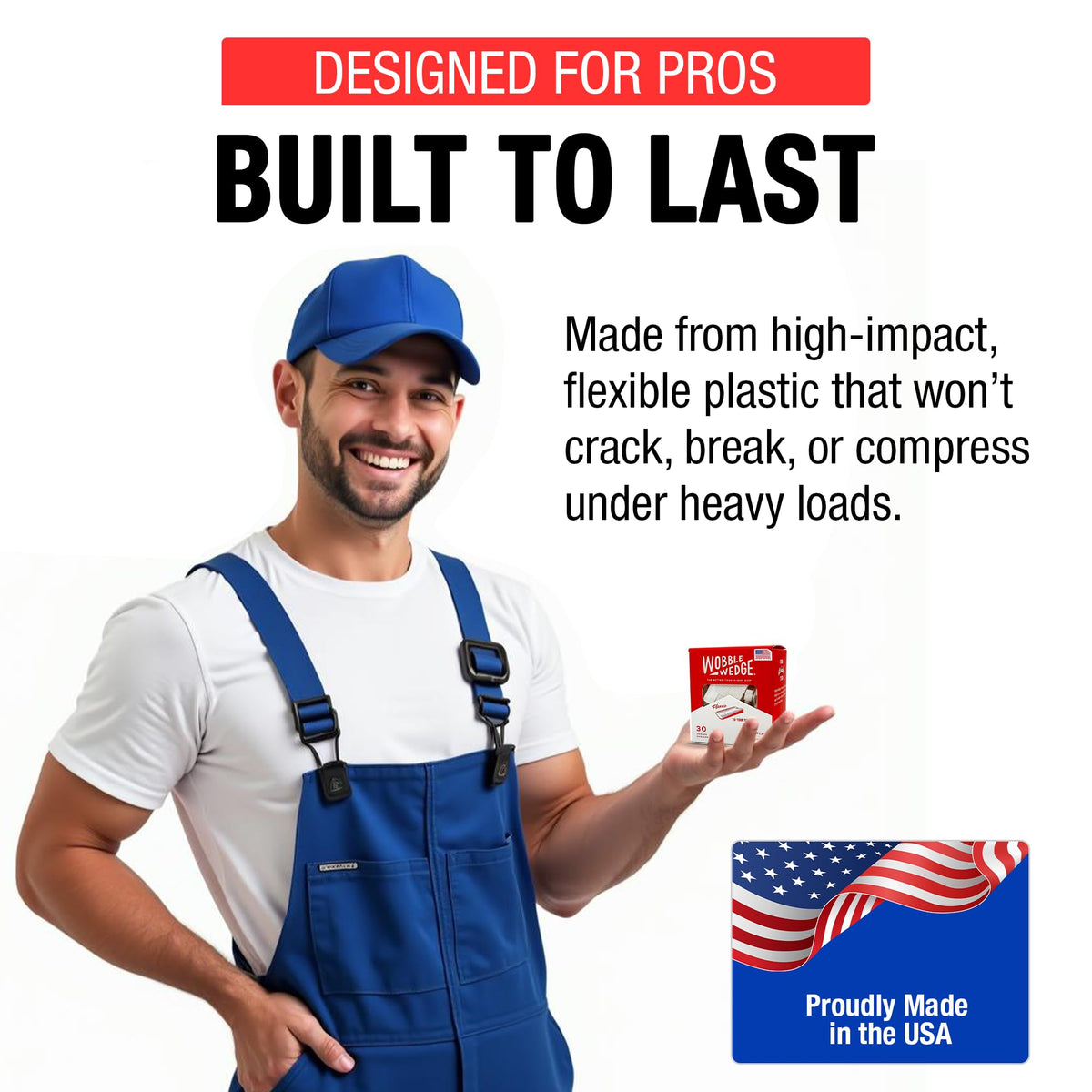 Wobble WedgesUSA-made 30-pack for DIY home leveling projects