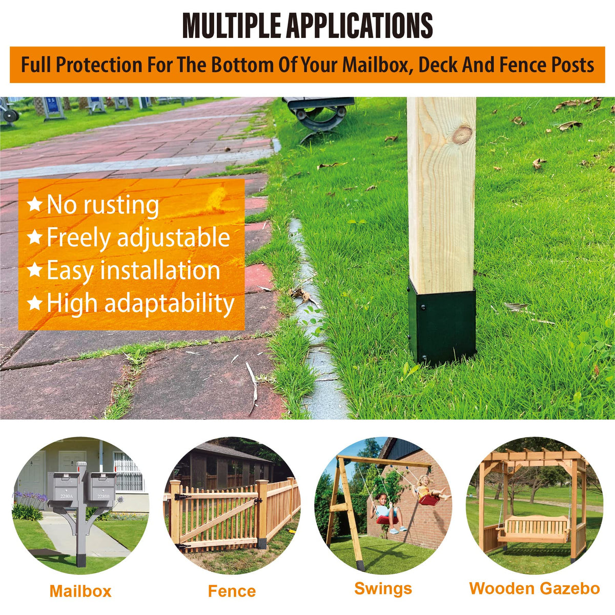 WOCEPU adjustable wrap showing diameter range 3.3-6 inches for versatile posts