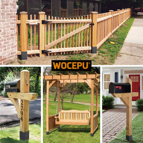 Black finish WOCEPU post protector enhances outdoor wood and resists scratches