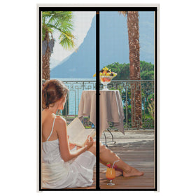 WochiTV gray magnetic screen door closed view for breathable airflow