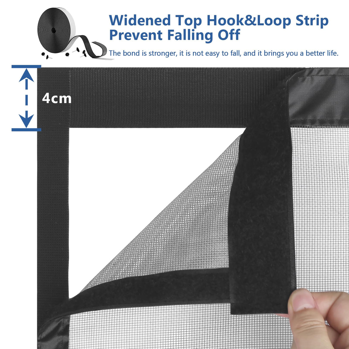 WochiTV gray magnetic screen door easy installation with hook tape