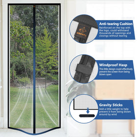 WochiTV gray magnetic screen door wind-resistance design helps stability