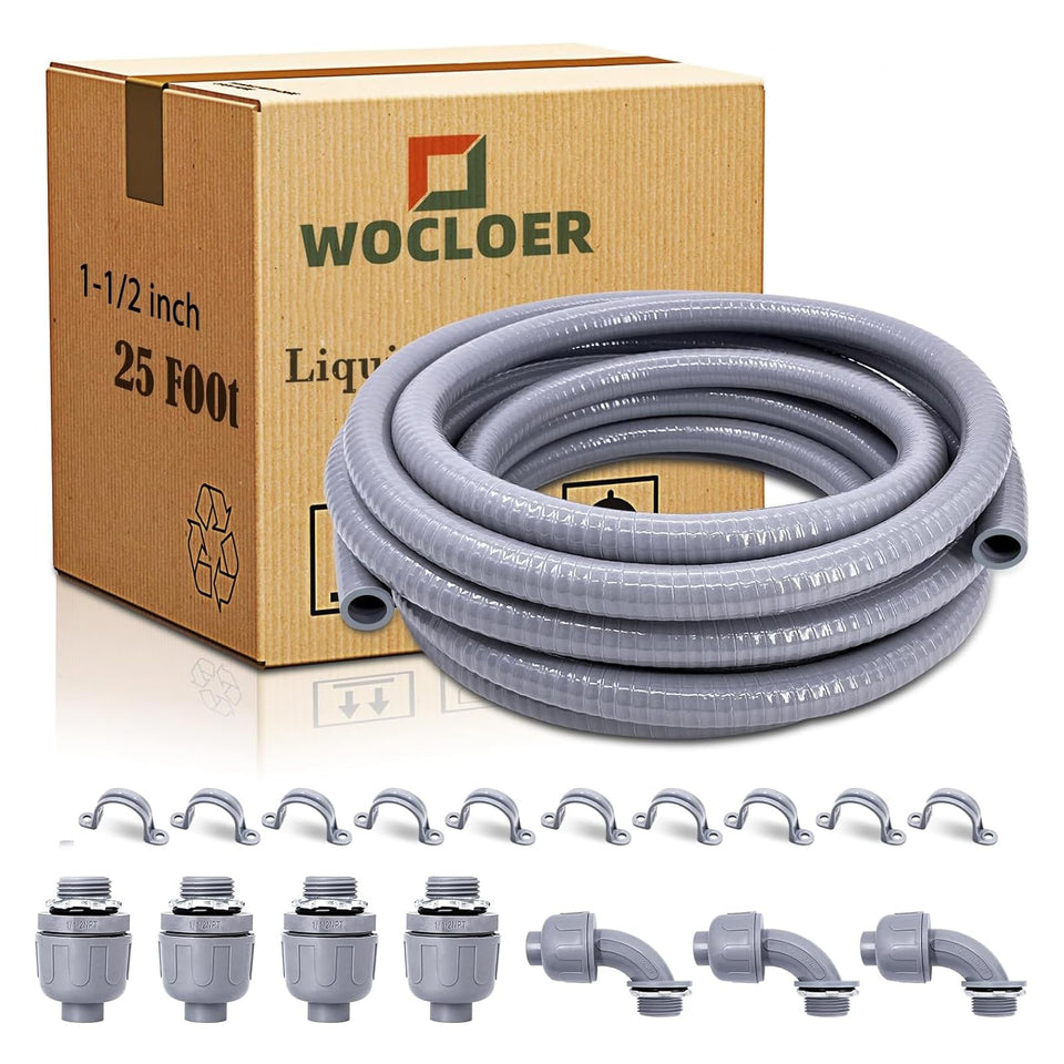 Wocloer liquid-tight conduit 25ft protects electrical runs in damp environments