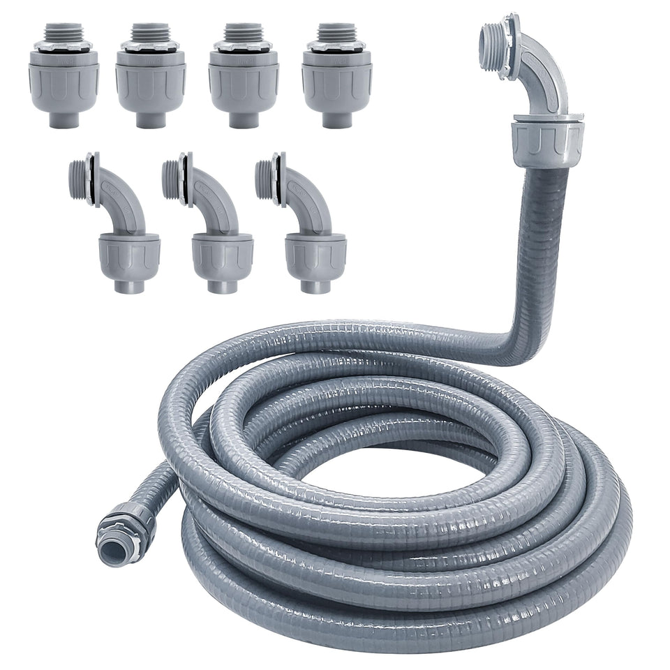 Wocloer liquid-tight conduit half-inch kit enables easy wiring in tight spaces.